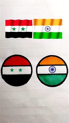 India–Syria Circle Flag Art 🇮🇳🇸🇾 | Creative Friendship Drawing