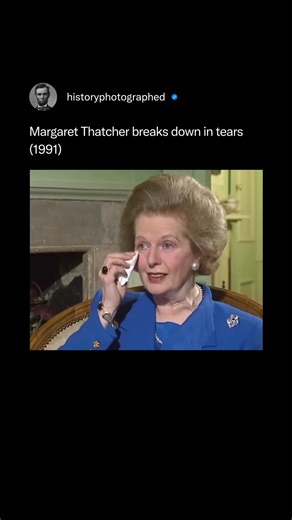 Former Prime Minister Margaret Thatcher displayed public emotion following her resignation, including a tearful exit from 10 Downing Street in November 1990. In a June 1991 interview, Thatcher reportedly broke down in tears while discussing her feelings of betrayal by colleagues and friends. Credit: ITNArchive | History In Pictures