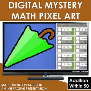 Digital Math Pixel Art | Mystery Picture 3rd Grade Fluency Addition Within 50