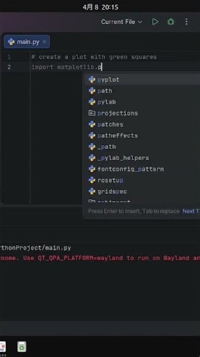 create a plot with green square #coding #codingstyle #python #codeadventure ‪@realpython‬