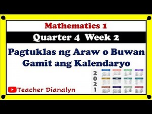 MATH 1 QUARTER 4 WEEK 2 | PAGTUKLAS NG ARAW O BUWAN GAMIT ANG KALENDARYO | TEACHER DIANALYN