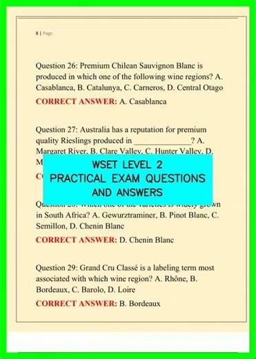 WSET LEVEL 2 PRACTICAL EXAM QUESTIONS AND ANSWERS video