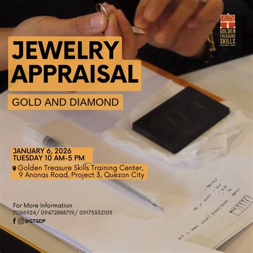 💎 Jewelry Appraisal for Gold & Diamond – Hands-On Training Ever wondered how professionals determine the value of gold and diamonds? Now you can learn too — and practice on real gold and diamonds during the class! Join our one-day, hands-on seminar and gain the skills to confidently appraise gold, diamonds, pearls, and colored stones. You’ll learn step-by-step how to determine gold karat, grade diamonds, spot fake jewelry, and properly document your appraisals — then apply your skills immediate