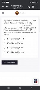 Suppose the moment generating function (MGF) of a random variab... | Filo