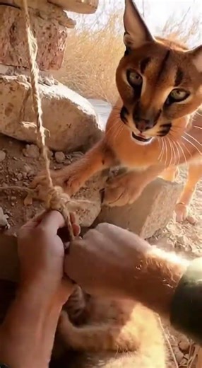 Hands Prying Rope in a Tight Rocky Rubble Corner
