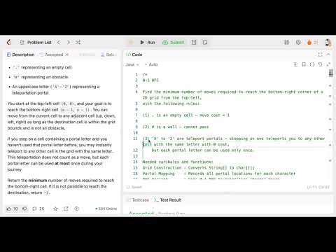 Leetcode 3552. Grid Teleportation Traversal | Weekly Contest 450 | Java Solution || BFS