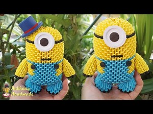 3d origami minion tutorial mini size | DIY paper minion tutorial , home decoration idea