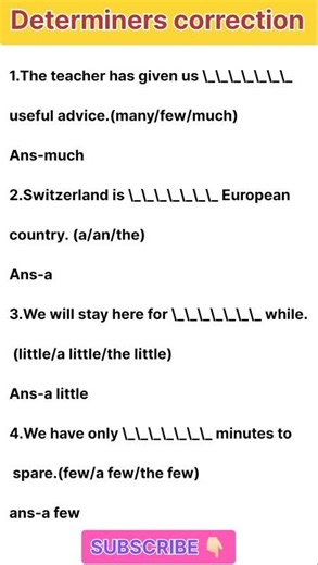 Determiners correction. determiners question answer in easy way 👍🏻. #shorts