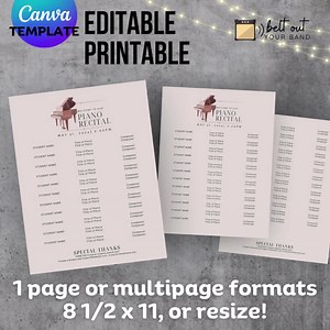 Grand Piano Recital Program - Canva Template - Etsy