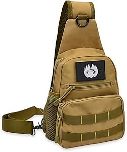 TORCH Crossbody Chest Bag Outdoor Sport Tactical MOLLE Backpack Shoulder Sling Travel Pack for Every Day Carry V2 (Desert)