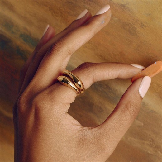 Stackable Ring Set, Gold Silver or Two Tone Wavy Organic Band Rings, Modern Statement Stacking Rings - Etsy