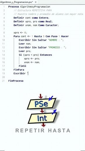 🟡 PSeInt: Hacer un algoritmo que muestre el nombre y el promedio del alumno con mejor nota en pseint