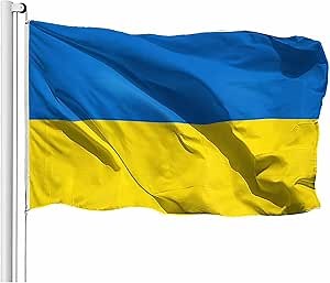 Double Sided Ukraine Flag 3x5 ft - Ukrainian National Flags with Brass Grommets