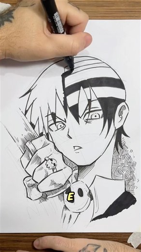 DESENHANDO um PERSONAGEM com cada LETRA DO ALFABETO - D: DEATH THE KID do Soul Eater #shorts