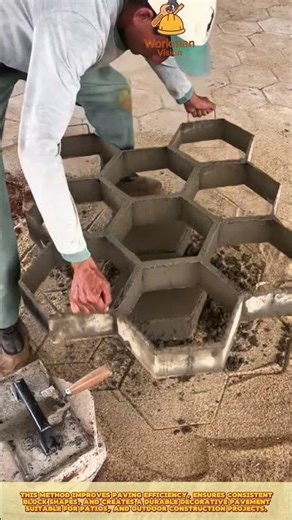 Forming Hexagonal Concrete Pavers Using Manual Mold for Decorative Pavement Construction