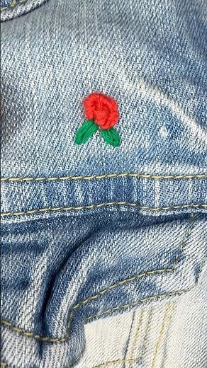 デニムにワンポイント刺繍のやり方。刺繍糸だけでできる簡単リメイク🪡 #リメイク #ファッション #デニムリメイク #ワンポイント刺繍 #アレンジ