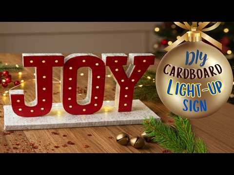 DIY Cardboard Marquee Letter with Lights | Easy JOY light up sign Christmas craft