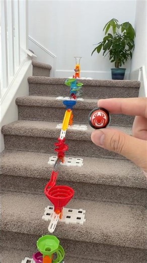 SUPER SATISFYING LONG MARBLE RUN ON STAIRS! ⚫️🕷️ #marblerun #marble #spiderman #spidey #asmr