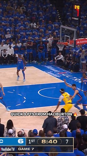 2.7M views · 30K reactions | Pull-up. Splash. Repeat. Haliburton dials in from deep early  IND-OKC | Game 7 on ABC  | NBA | Facebook