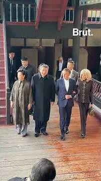 Raw images from China - The Macron couple with Chinese President Xi Jinping and his wife in China.