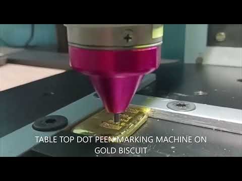 ELECTRIC TABLE TOP DOT PEEN MARKING MACHINE ON GOLD BAR | micro Industrial Solutions