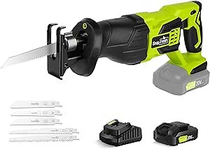 SnapFresh Cordless Reciprocating Saw - 20V Reciprocating Saw for Wood Metal Plastic Cutting, 1-inch Stroke Length, 3000 SPM Cordless Electric Saw w/ 2.0 Ah Battery, 1h Fast Charger, 5 Saw Blades - Amazon.com