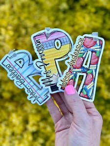 Personalized Teacher Appreciation Gift Acrylic Keychain…monogrammed Plastic School Apple Key Chain…paper Pencil Keychains With Custom Name - Etsy