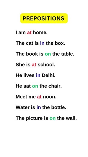 Essential Prepositions with Examples | Master Everyday Sentences Fast!#grammar #preposition