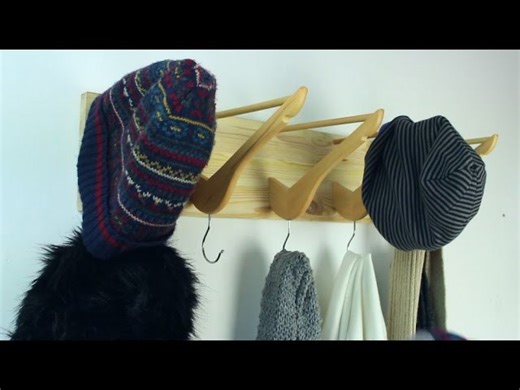 Wall coat rack from wooden hangers