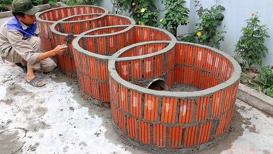 Build a custom fish tank from scratch using bricks & cement