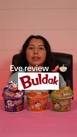 Eve rates the NEW Birria, Taco, and Sour & Spicy Korean Chicken Buldak 🍜🌶️🥵 #buldak #foodtok #TasteTest