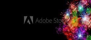 Multi colored fireworks as holidays background for New Year, Christmas or other celebration. 3d animation pyrotechnic light show. Firecrackers show are isolated on black for compositing.28