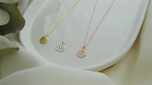 14K Solid Gold Monogram Necklace: Tiny Personalized Jewelry - Etsy