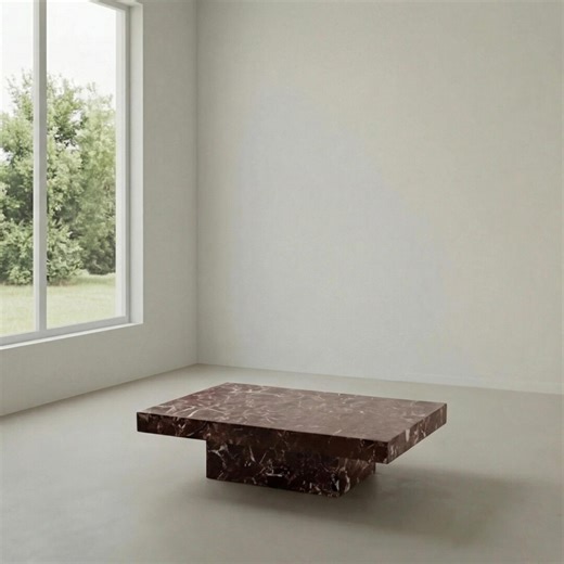 Cherry Red Marble Coffee Table – Sculptural Rosso Levanto Style Center Table With Thick Edge Modern Living Room Furniture - Etsy