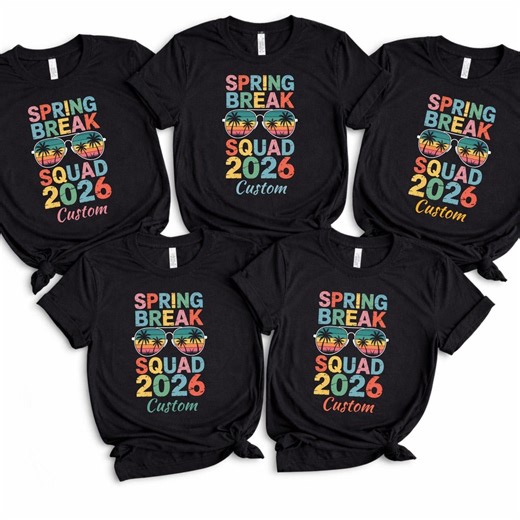 Spring Break Squad 2026 Shirts, Matching Family Vacation Shirts, Custom Family Trip Tee, Cruise Squad Shirts, Summer Group Outfit - Etsy