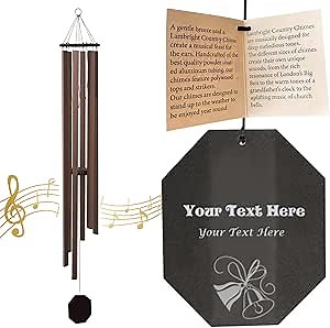 Lambright Chimes Church Bell Large 65" Tall Bronze Personalized Wind Chime, Custom Windchimes for Memorial, Sympathy, Loss, Anniversary for Wife, Friend, Mother, Grandmother, Pet - Made in America