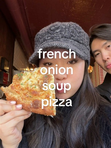 French Onion Soup Pizza at Chrissy's in Brooklyn