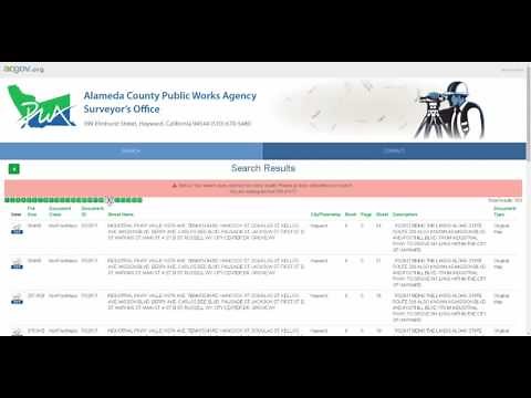 Alameda County Surveyor Maps and Documents Search Application Tutorial