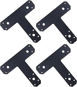 6.5" x 5.7" Post to Beam Bracket, 4Pcs T Post Brackets for Truss Framing, Thickness 4mm T Plate for Repairing Fixing Connecting Mending Plate - Post to Beam Connectors