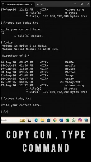 DOS command Copy Con , Type Internal Commands.#command #Dos #computer #education #windows