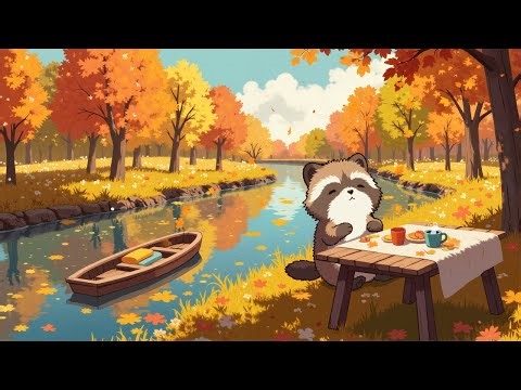 Autumn Café Study ☕ Raccoon’s Relaxing Lofi Vibes 📚 Chill Beats for Focus & Calm