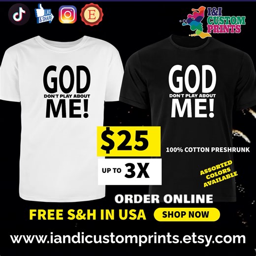 Get comfortable with our 100% cotton preshrunk t-shirts available in assorted colors. Order online now and enjoy free shipping within the USA. Shop quality and value with up to 3X tees at just $25 each. Visit www.iandicustomprints.etsy.com and shop now to refresh your wardrobe today! #CottonTees #FreeShipping #ShopNow