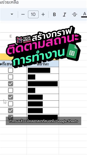 🥸 สอน Google sheets 📗 สร้างกราฟติดตามสถานะส่งงานนักเรียน ✍🏻 #ตารางบันทึกการส่งงาน #การบ้าน #checkbox #googlesheets #googlesheetstips #เทคนิคดีบอกต่อ #TechNinja | Tech Ninja