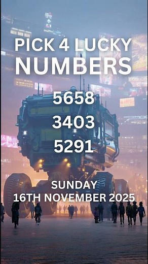 Pick 4 Lucky Lottery Numbers for Sunday the 16th November, 2025
