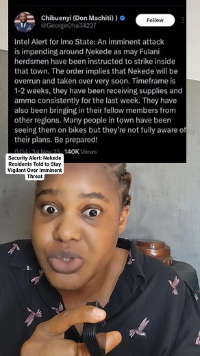 24K views · 697 reactions | Security Alert: Nekede Residents Told to Stay Vigilant Over Imminent Threat Rising Tension in Imo: Intelligence Warns of Possible Attack In Owerri Environs | Adaigboglobal | Facebook