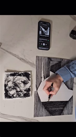 Tim Maxwell | Ink on paper 11” x 14” A 10 hour drawing in 10 seconds All freehand (no rulers) | Instagram