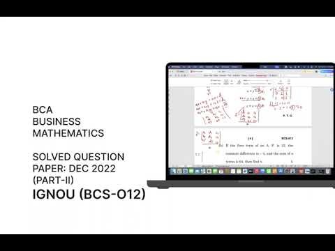 IGNOU BCA (BCS012) Basic Mathematics part-II |Solved Question Paper Dec 2022