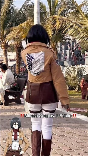 Mikasa Cosplay In Public ‼️ #anime #edit #attackontitan #cosplay #mikasa #eren #viralvideo #viral