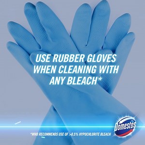 Use protective gloves when cleaning with Domestos or any bleach. Always use bleach safely. Learn more: bit.ly/37To8v3 | Domestos