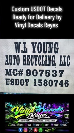 Custom USDOT Decals Ready for Delivery | Truck Lettering by Vinyl Decals Reyes
